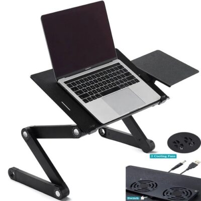 Adjustable Aluminium laptop stand with rechargeable wireless mouse