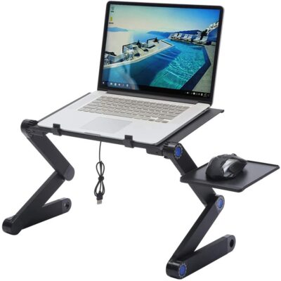 Adjustable Aluminium laptop stand with rechargeable wireless mouse